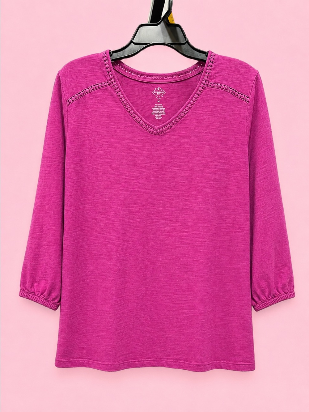 St. John's Bay Magenta V-Neck Peasant Top